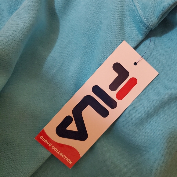 Fila Light Blue Curve Pullover Hoodie Plus Size - Picture 10 of 11